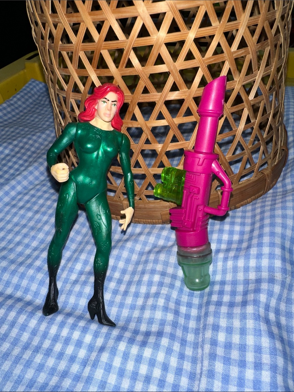 Vintage Batman and Robin “Poison Ivy” action figure with toxic venom spray canon